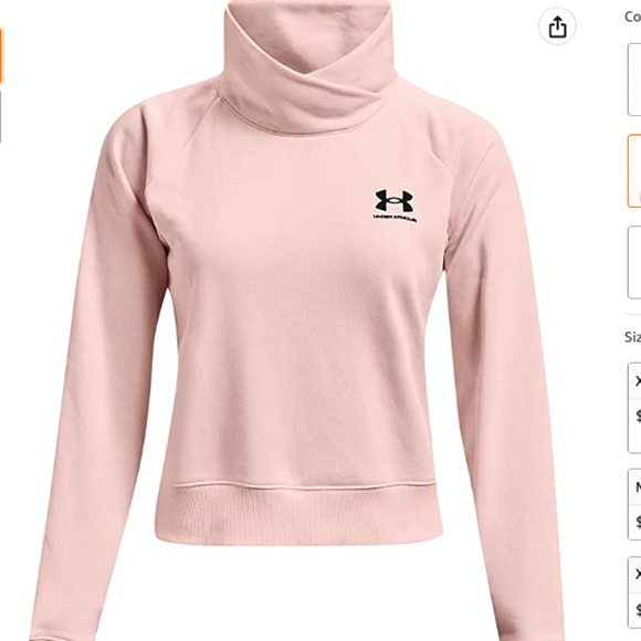 Under Armour Rival Fleece Wrap Neck Pullover S micro pink - Picture 3 of 7